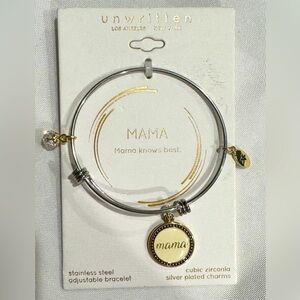 NWT Unwritten Two-Tone Mama Knows Best Charm Bangle Bracelet